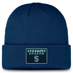 NHL Deep Sea Blue Seattle Kraken Fanatics Authentic Pro Cuffed Knit Hat