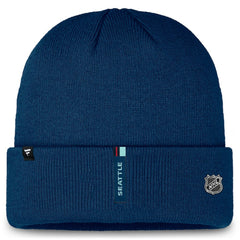 NHL Deep Sea Blue Seattle Kraken Fanatics Authentic Pro Cuffed Knit Hat