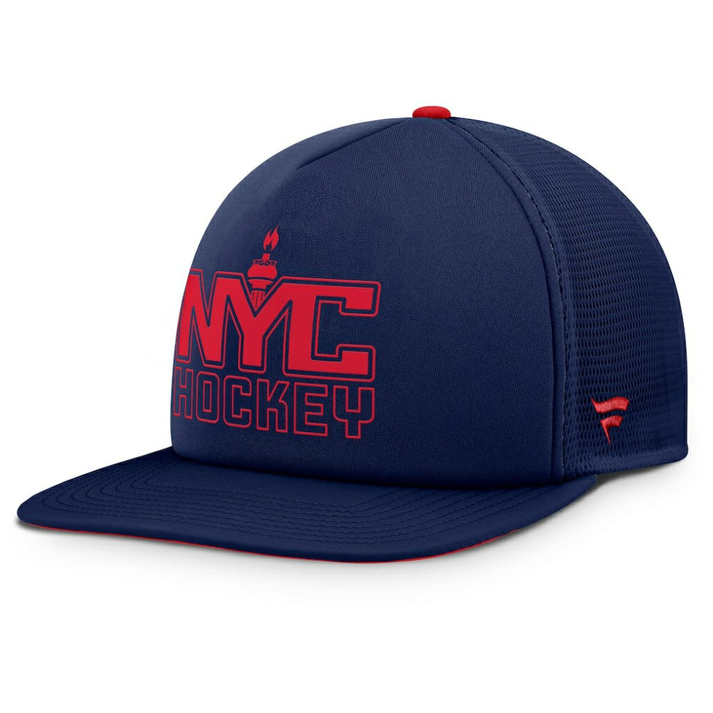 NHL Navy/Red New York Rangers Fanatics Authentic Pro Hometown Rink Foam Trucker Snapback Hat