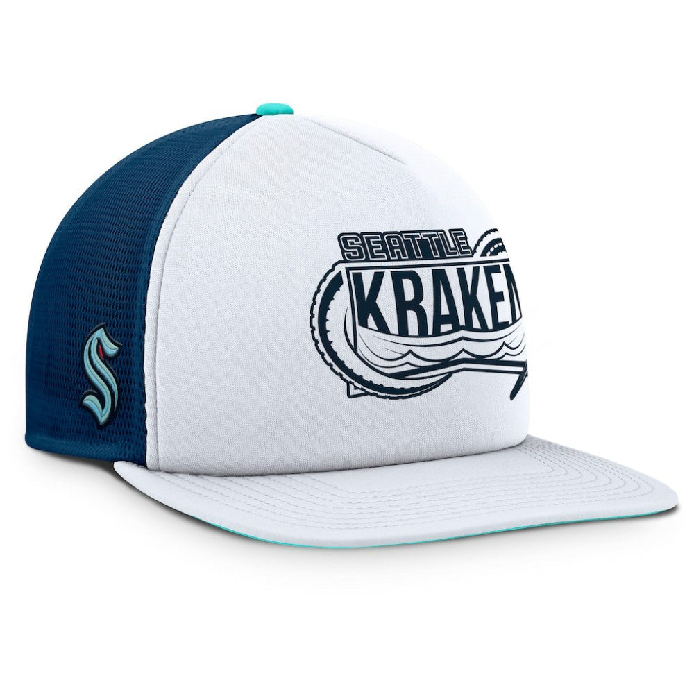 NHL White/Deep Sea Blue Seattle Kraken Fanatics Authentic Pro Hometown Rink Foam Trucker Snapback Hat