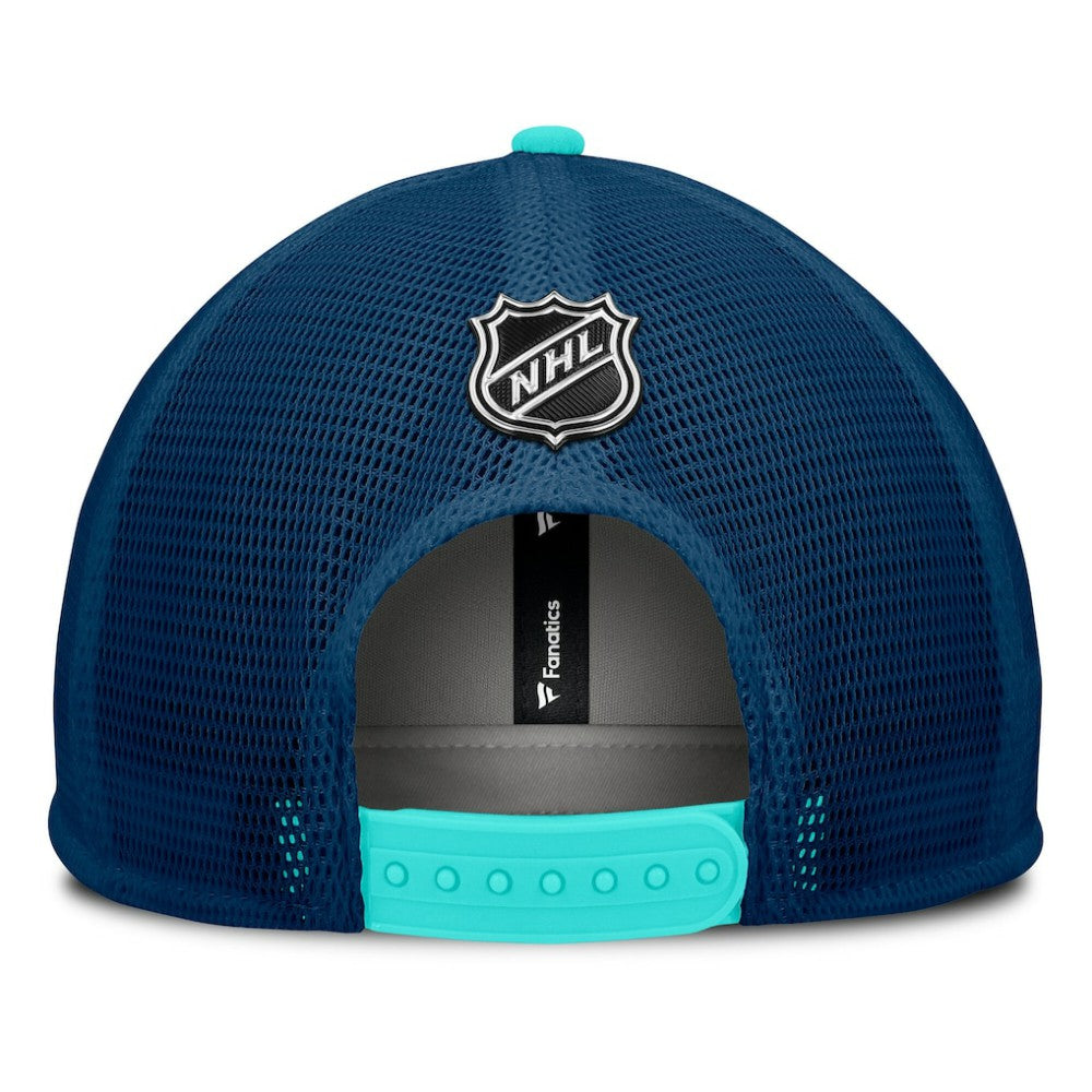 NHL White/Deep Sea Blue Seattle Kraken Fanatics Authentic Pro Hometown Rink Foam Trucker Snapback Hat