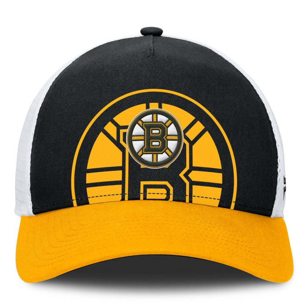 NHL Black/Gold Boston Bruins Fanatics Authentic Pro A-Frame Rink Adjustable Hat