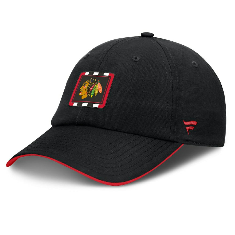 NHL Black/Red Chicago Blackhawks Fanatics Authentic Pro Ripstop Adjustable Hat