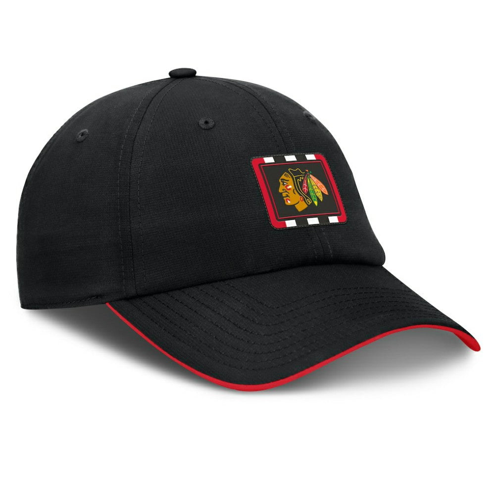 NHL Black/Red Chicago Blackhawks Fanatics Authentic Pro Ripstop Adjustable Hat
