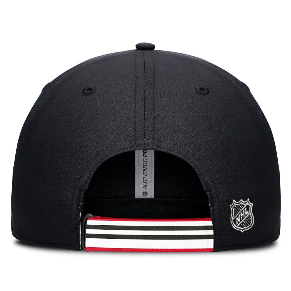 NHL Black/Red Chicago Blackhawks Fanatics Authentic Pro Ripstop Adjustable Hat