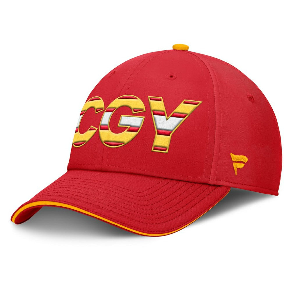 NHL Red/Gold Calgary Flames Fanatics Authentic Pro Rink Team Code Flex Hat