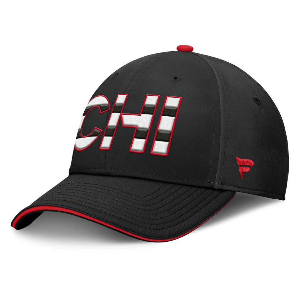 NHL Black/Red Chicago Blackhawks Fanatics Authentic Pro Rink Team Code Flex Hat
