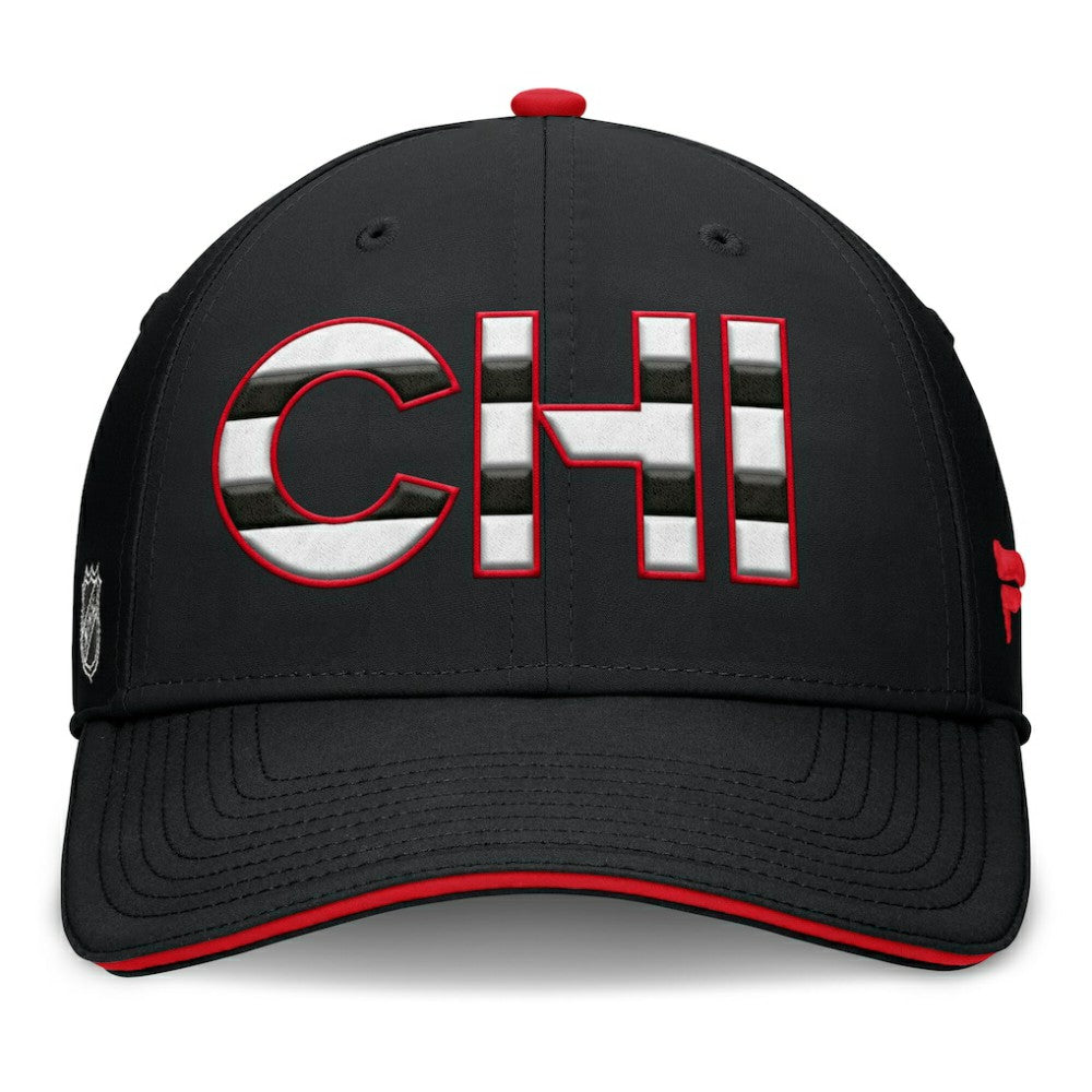 NHL Black/Red Chicago Blackhawks Fanatics Authentic Pro Rink Team Code Flex Hat