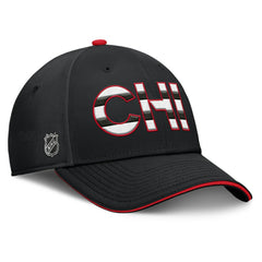 NHL Black/Red Chicago Blackhawks Fanatics Authentic Pro Rink Team Code Flex Hat