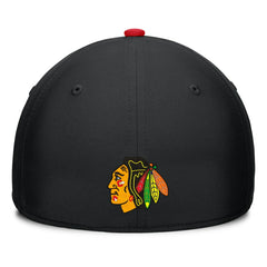 NHL Black/Red Chicago Blackhawks Fanatics Authentic Pro Rink Team Code Flex Hat