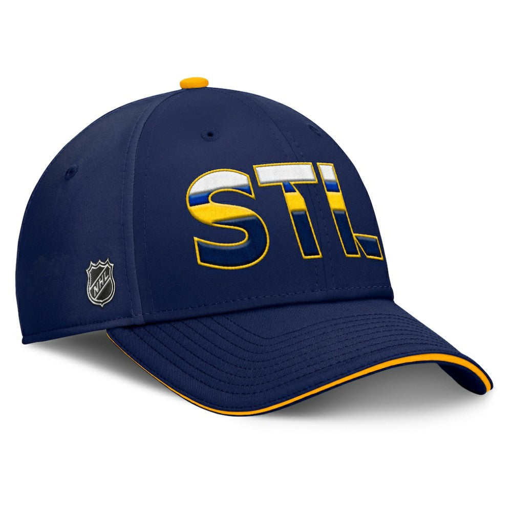 NHL Navy/Gold St. Louis Blues Fanatics Authentic Pro Rink Team Code Flex Hat