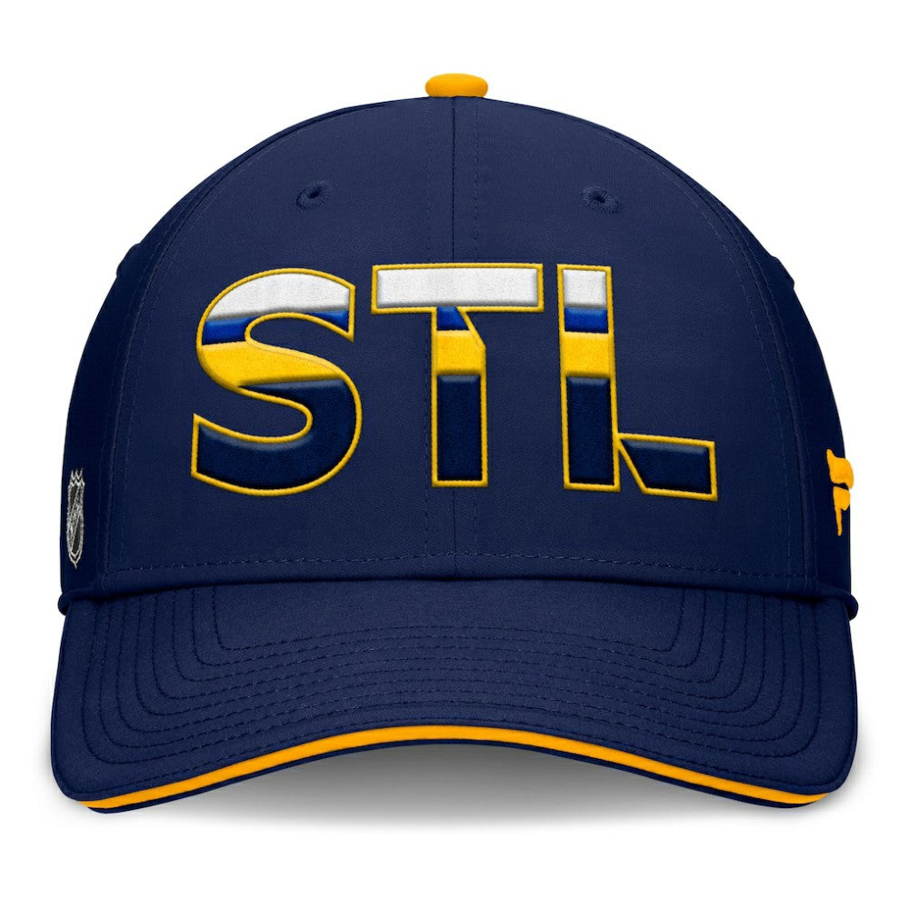 NHL Navy/Gold St. Louis Blues Fanatics Authentic Pro Rink Team Code Flex Hat