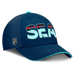 NHL Deep Sea Blue/Light Blue Seattle Kraken Fanatics Authentic Pro Rink Team Code Flex Hat