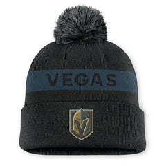 NHL Black/ Vegas Golden Knights Fanatics Women's Authentic Pro Rink Cuffed Knit Hat with Pom