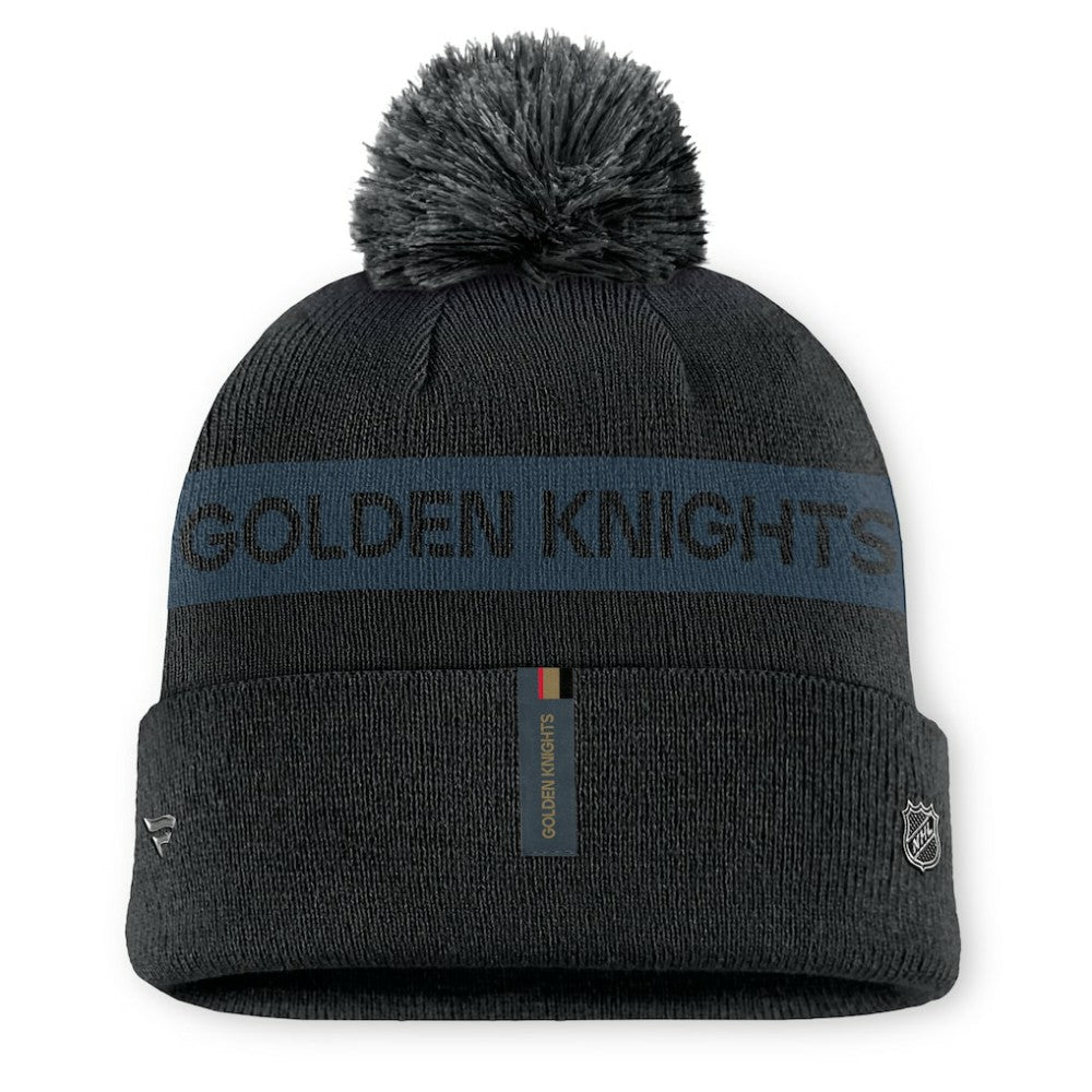 NHL Black/ Vegas Golden Knights Fanatics Women's Authentic Pro Rink Cuffed Knit Hat with Pom