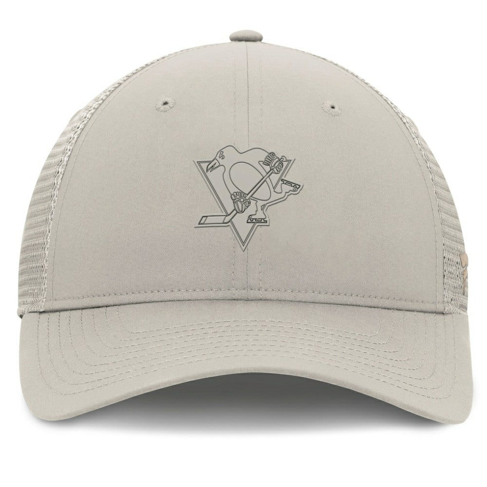 NHL Tan Pittsburgh Penguins Fanatics Women's Authentic Pro Road Trucker Adjustable Hat
