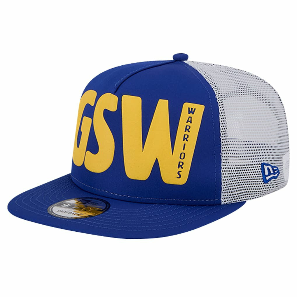 NBA Golden State Warriors Puff Print Team Code A-Frame 9FIFTY Trucker Snapback Hat sale