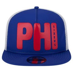 NBA Philadelphia 76ers Puff Print Team Code A-Frame 9FIFTY Trucker Snapback Hat