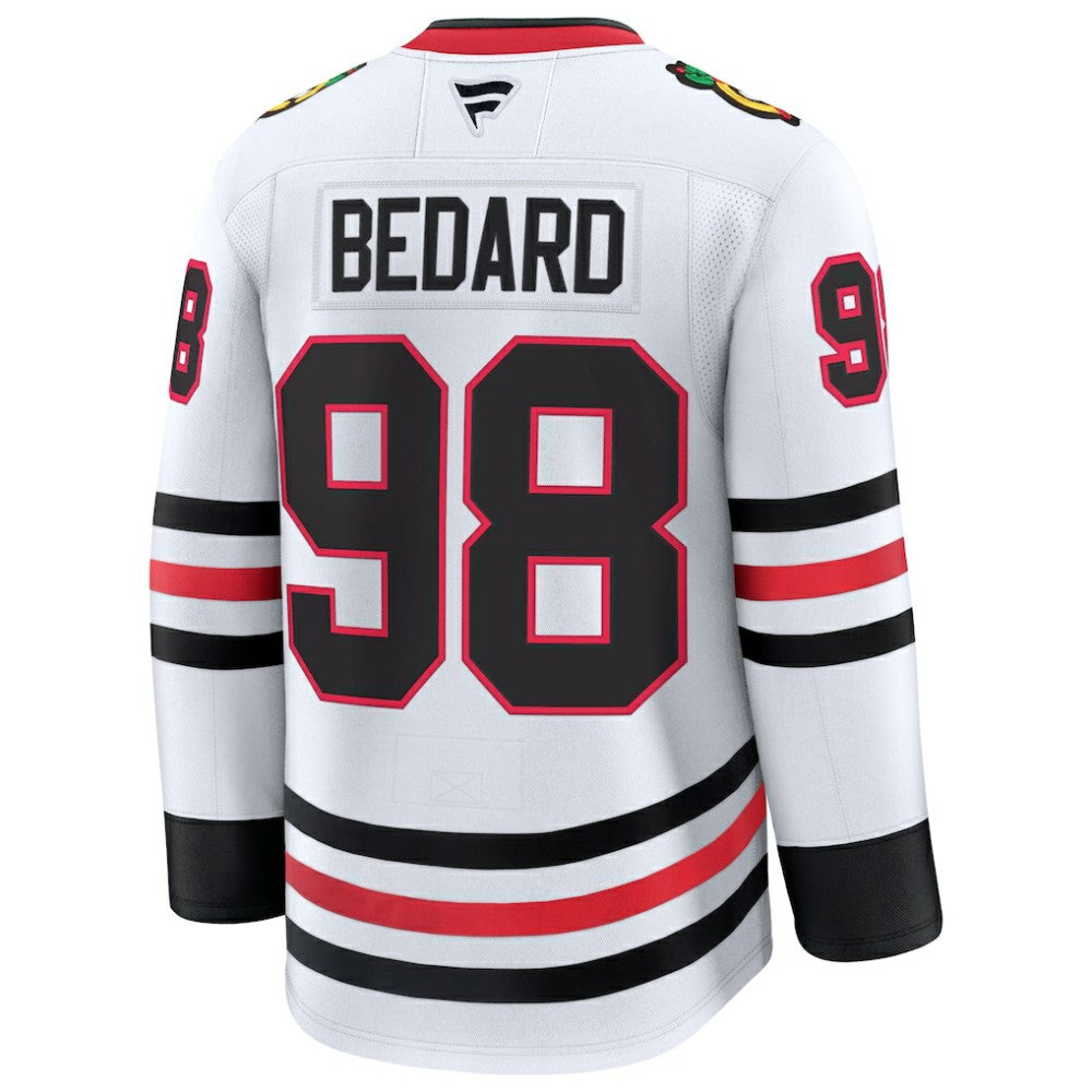 NHL White Connor Bedard Chicago Blackhawks Fanatics Away Premium Jersey