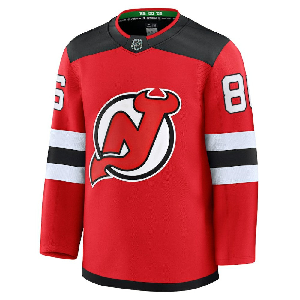 NHL Red Jack Hughes New Jersey Devils Fanatics Home Premium Jersey