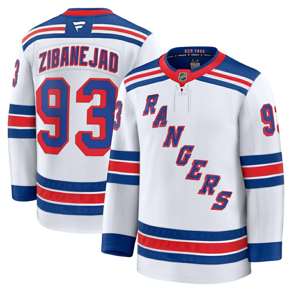 NHL White Mika Zibanejad New York Rangers Fanatics Away Premium Jersey