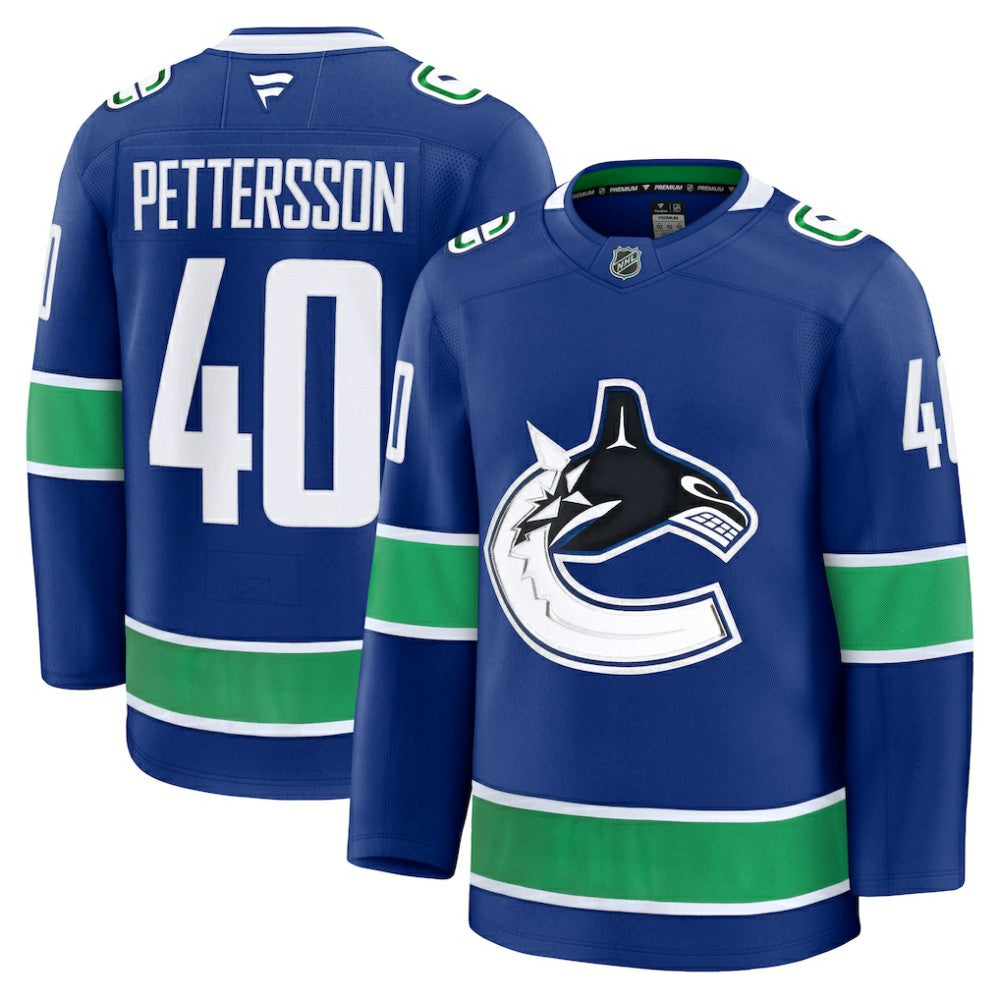 NHL Blue Elias Pettersson Vancouver Canucks Fanatics Home Premium Jersey