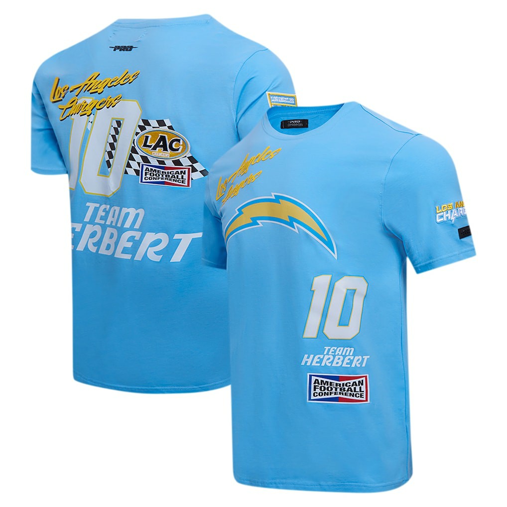 Justin Herbert  Pro Standard Fast Lane Name & Number Player T-Shirt - Los Angeles Chargers