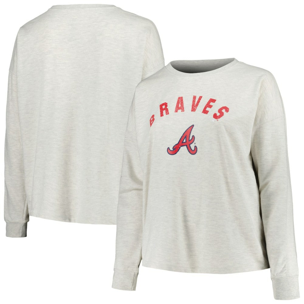 MLB Atlanta Braves Profile Women's Plus Size French Terry Pullover Sweatshirt