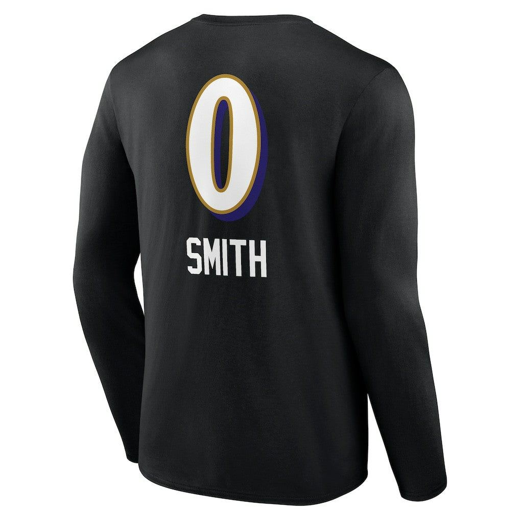 Roquan Smith  Team Wordmark Player Name & Number Long Sleeve T-Shirt - Baltimore Ravens