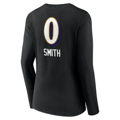 Roquan Smith  Women's Team Wordmark Player Name & Number Long Sleeve V-Neck T-Shirt - Baltimore Ravens