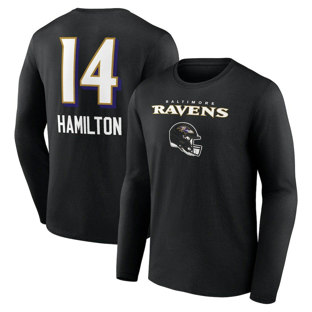 Kyle Hamilton  Team Wordmark Player Name & Number Long Sleeve T-Shirt - Baltimore Ravens
