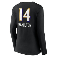 Kyle Hamilton  Women's Team Wordmark Player Name & Number Long Sleeve V-Neck T-Shirt - Baltimore Ravens
