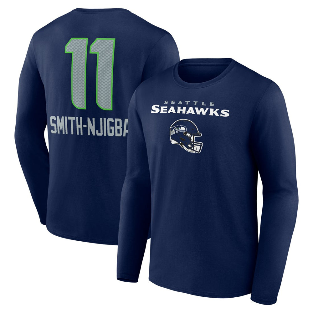 Jaxon Smith-Njigba  Team Wordmark Player Name & Number Long Sleeve T-Shirt - Seattle Seahawks