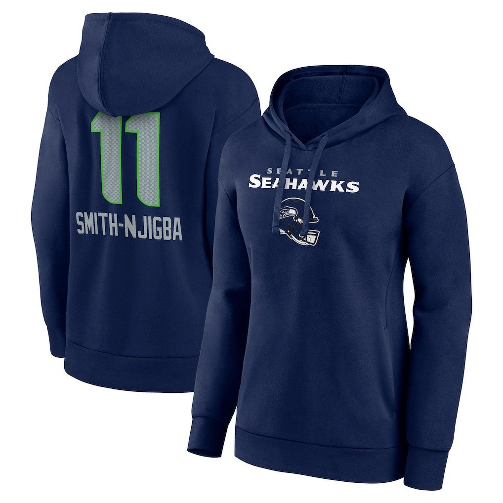Jaxon Smith-Njigba  Women's Team Wordmark Player Name & Number Pullover Hoodie - Seattle Seahawks