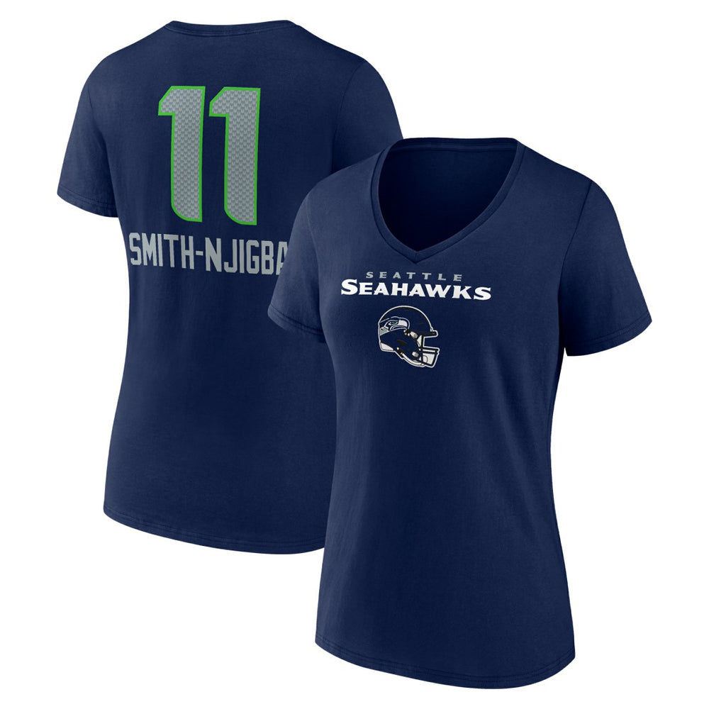 Jaxon Smith-Njigba  Women's Team Wordmark Player Name & Number V-Neck T-Shirt - Seattle Seahawks
