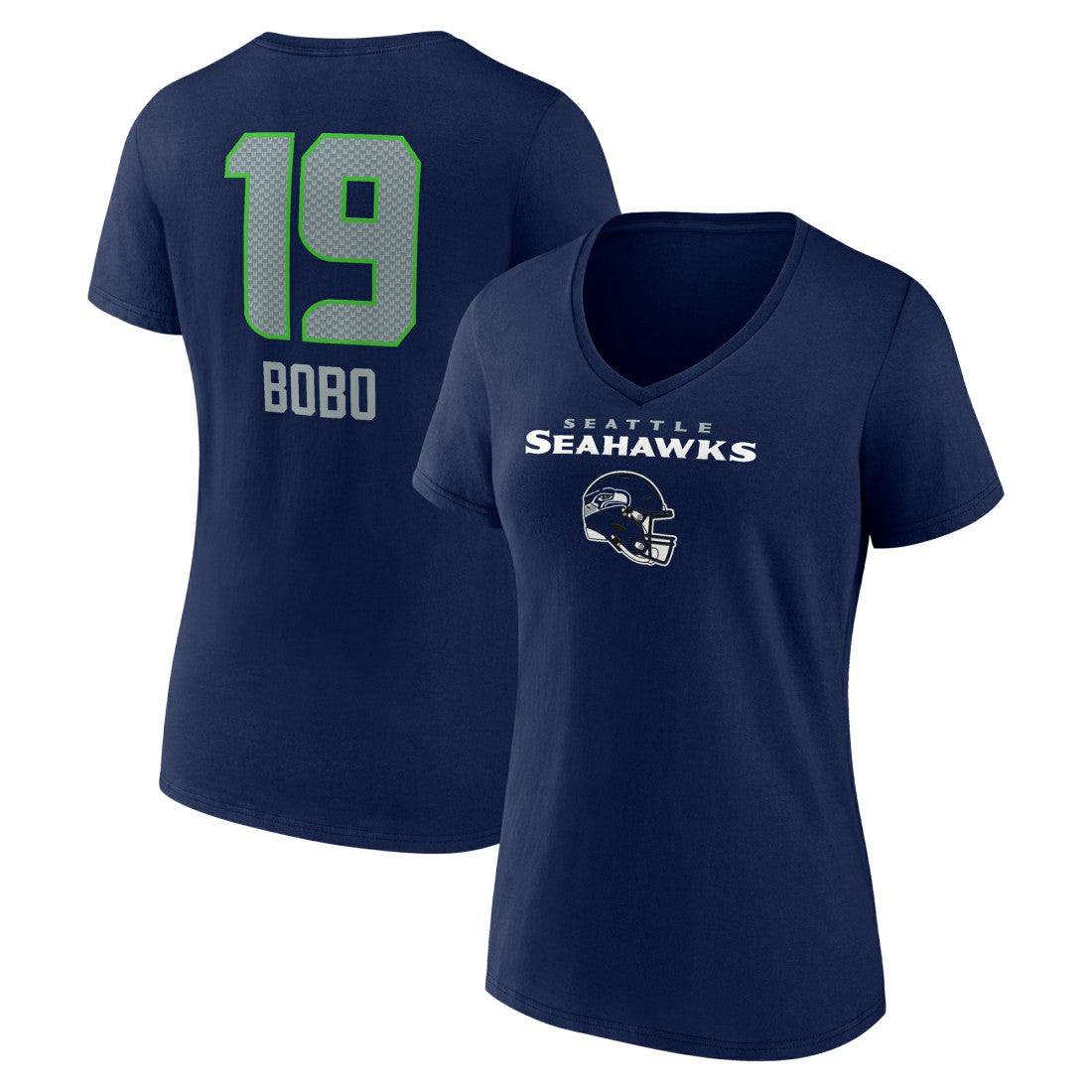 Jake Bobo  Women's Team Wordmark Player Name & Number V-Neck T-Shirt - Seattle Seahawks