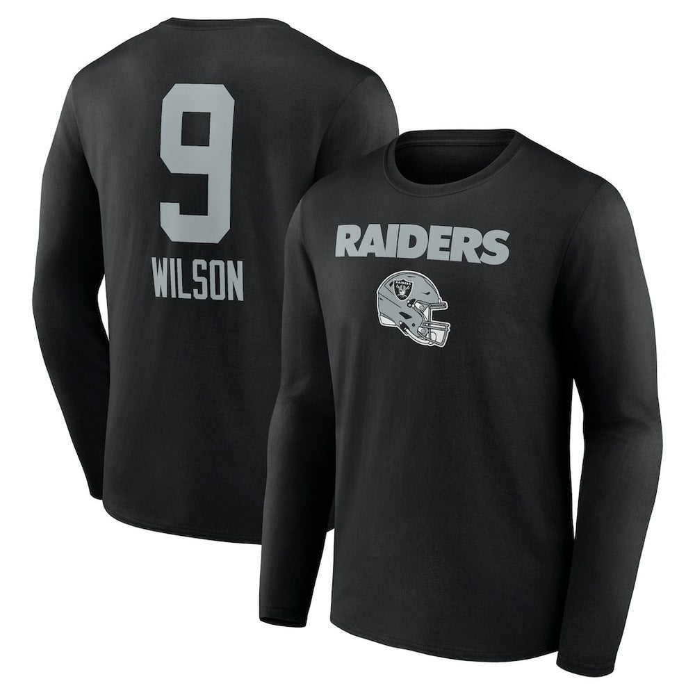Tyree Wilson  Team Wordmark Player Name & Number Long Sleeve T-Shirt - Las Vegas Raiders