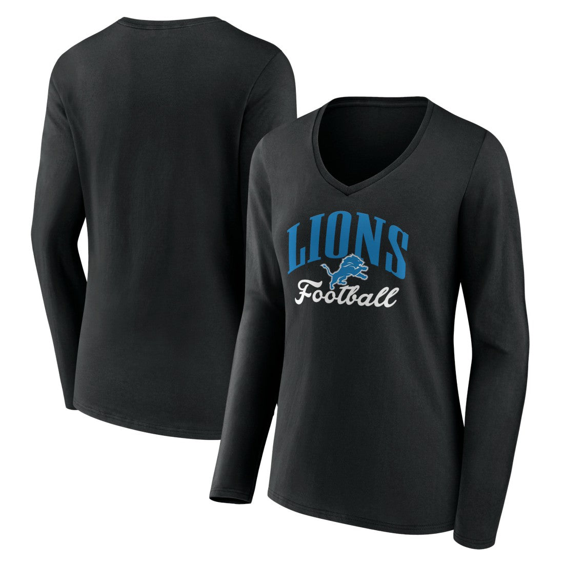 Women's Victory Script V-Neck Long Sleeve T-Shirt - Detroit Lions