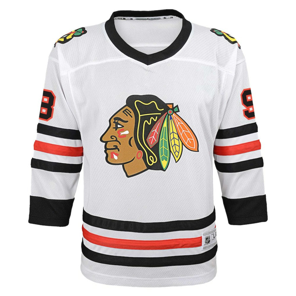 NHL White Connor Bedard Chicago Blackhawks Youth Away Replica Player Jersey