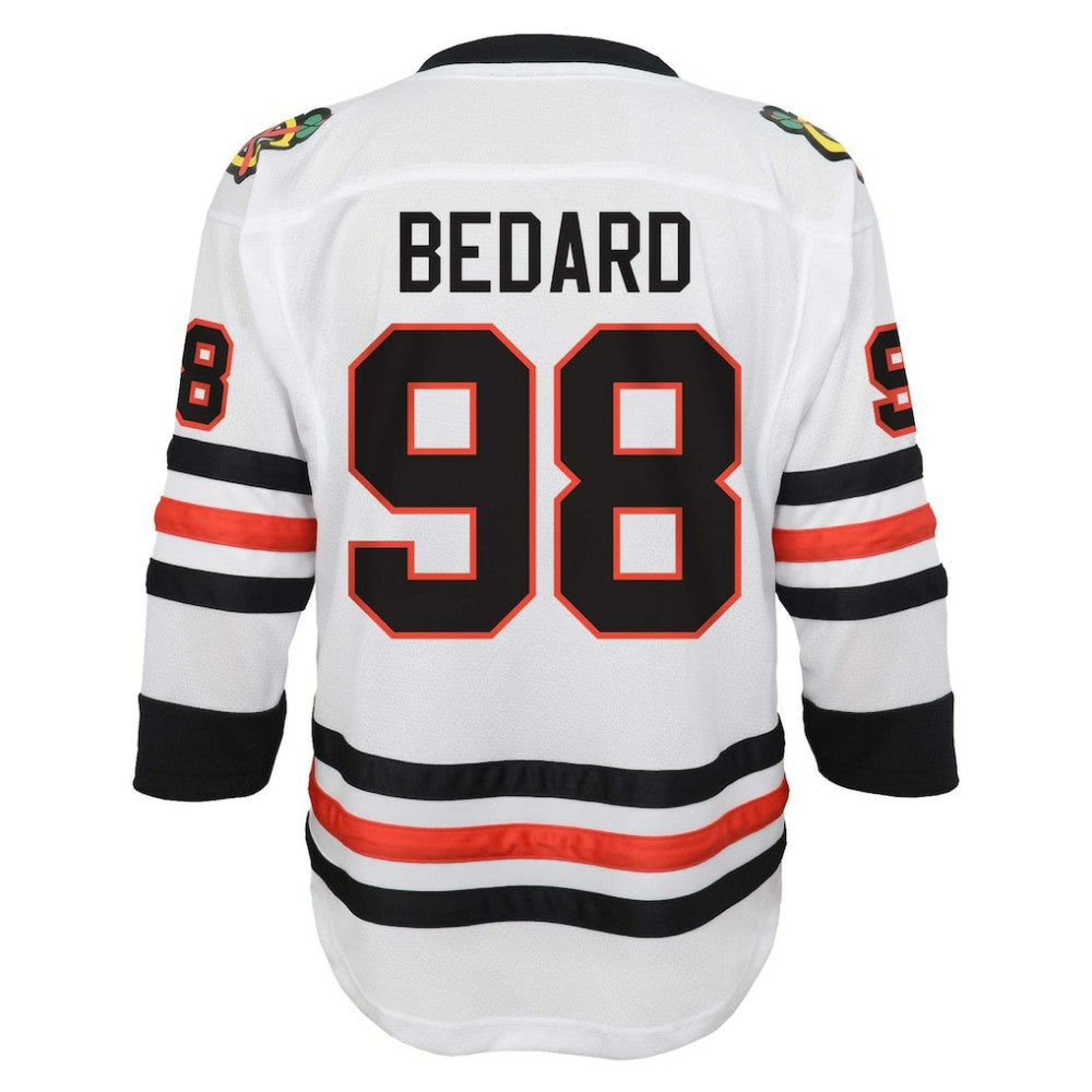 NHL White Connor Bedard Chicago Blackhawks Youth Away Replica Player Jersey