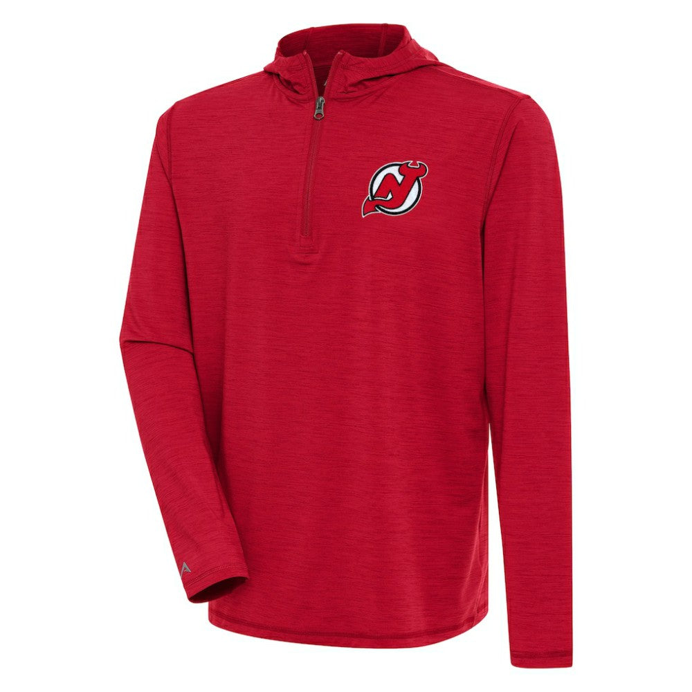 NHL Heather Red New Jersey Devils Antigua Tidy Quarter-Zip Pullover Hoodie