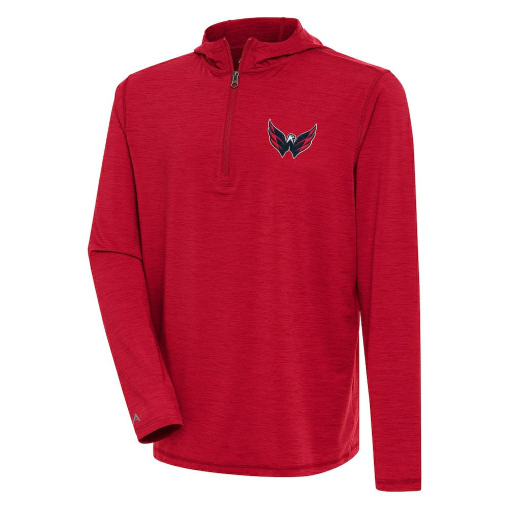 NHL Heather Red Washington Capitals Antigua Tidy Quarter-Zip Pullover Hoodie