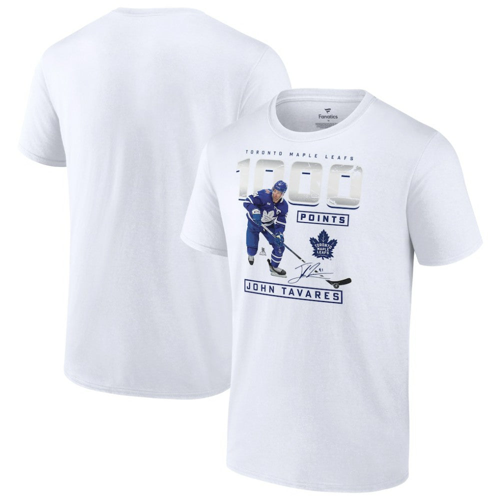 NHL White John Tavares Toronto Maple Leafs 1,000 Career Points T-Shirt