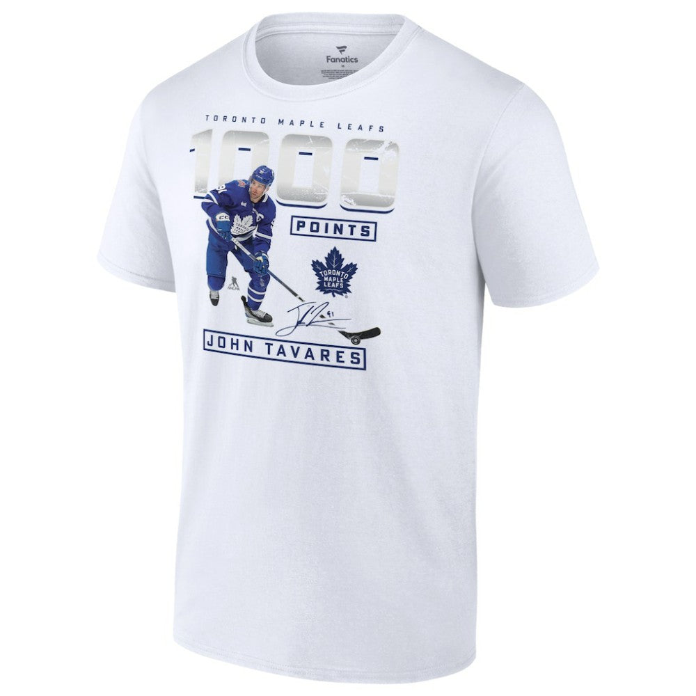 NHL White John Tavares Toronto Maple Leafs 1,000 Career Points T-Shirt