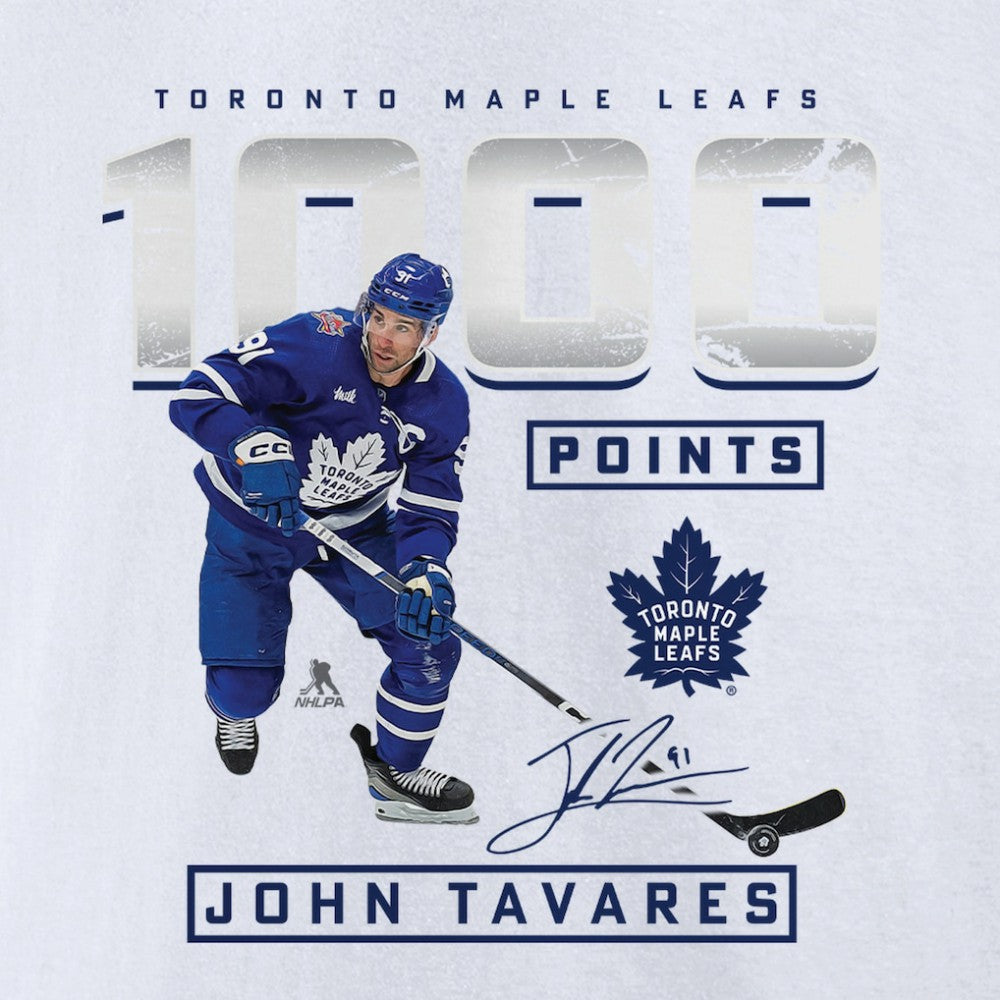NHL White John Tavares Toronto Maple Leafs 1,000 Career Points T-Shirt