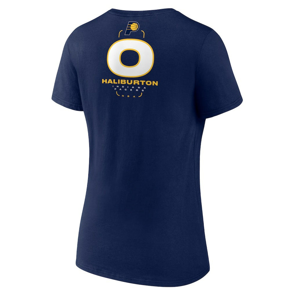 NBA Tyrese Haliburton Indiana Pacers Women's Behind The Back Name & Number V-Neck T-Shirt