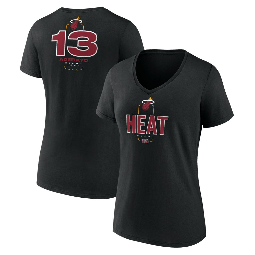 NBA Bam Adebayo Miami Heat Women's Behind The Back Name & Number V-Neck T-Shirt