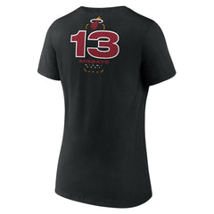 NBA Bam Adebayo Miami Heat Women's Behind The Back Name & Number V-Neck T-Shirt