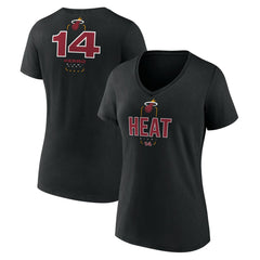 NBA Tyler Herro Miami Heat Women's Behind The Back Name & Number V-Neck T-Shirt