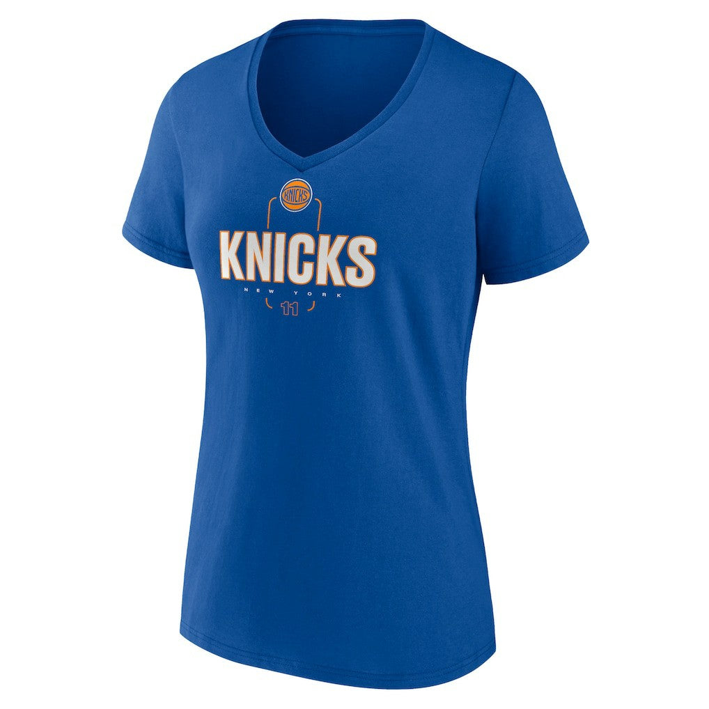 NBA Jalen Brunson New York Knicks Women's Behind The Back Name & Number V-Neck T-Shirt